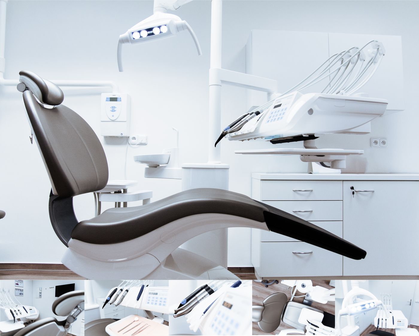 A dental chair and equipment